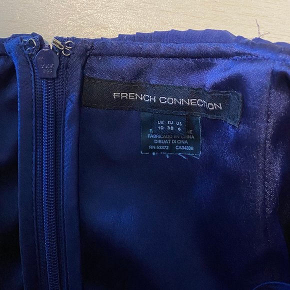 French Connection Blue Pleated Strapless Dress - Picture 7 of 8